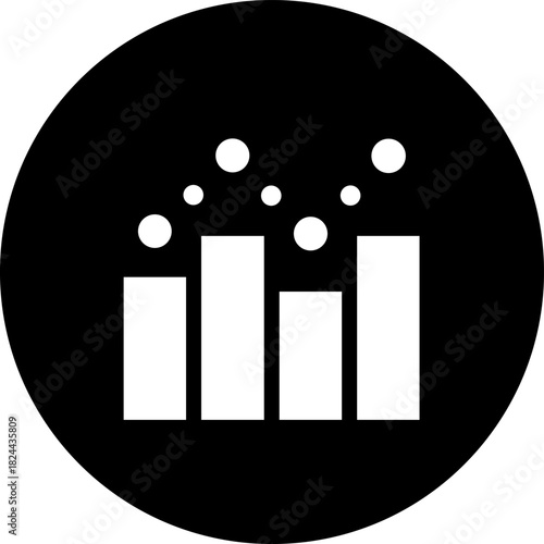 Stylized flat vector icon of a forecast graph with dotted projection in business analytics