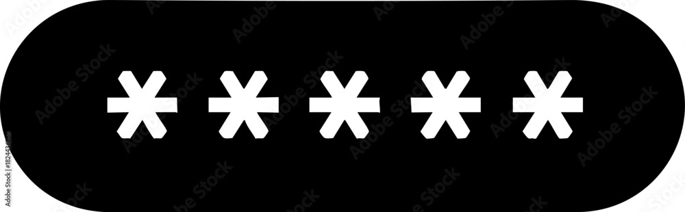 Fototapeta premium Black flat vector icon representing a password field with hidden characters on a white background