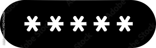 Black flat vector icon representing a password field with hidden characters on a white background