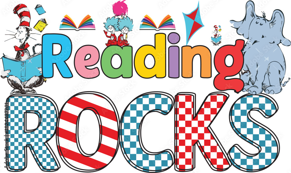 Obraz premium Reading rocks promotional banner design