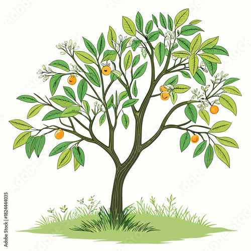 rangpur lime tree on white background 