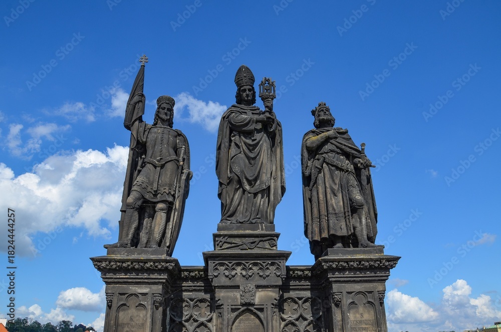 Fototapeta premium Czech Republic, Prague September 6, 2025 statues of saints on the Charles Bridge in Prague