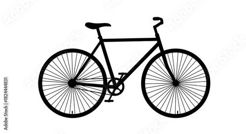 Black and white illustration of a bicycle with a classic frame design.