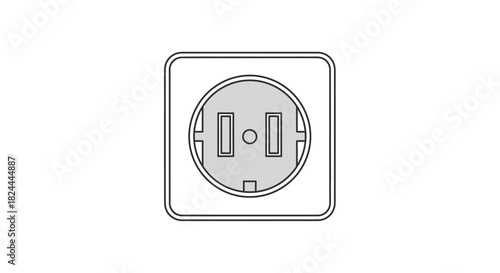 A simple black and white line drawing of a two-prong electrical wall outlet.