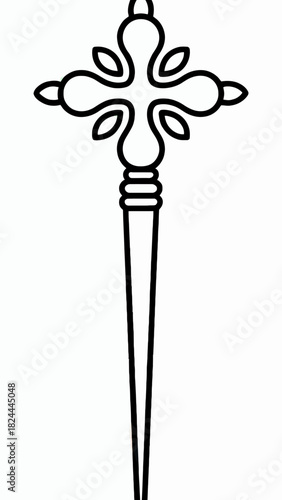 Intricate Cross Design Black and White Line Art for Spiritual and Religious Imagery Decoration and Symbolism