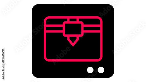 3d printer icon illustration depicting additive manufacturing process, modern digital technology for prototyping and pro