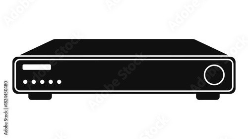 Network video recorder unit silhouette icon for digital surveillance and security systems, professional electronic devic