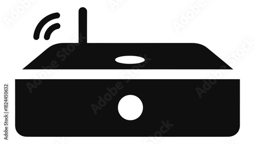 Smart home hub and wireless router icon for central automation control, internet of things, and network connections.