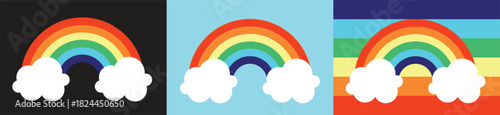 Beautiful Rainbow on different Background stock illustration set.