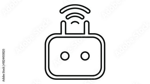 Smart plug outline icon with wireless signal, representing home automation, remote control, and intelligent power manage