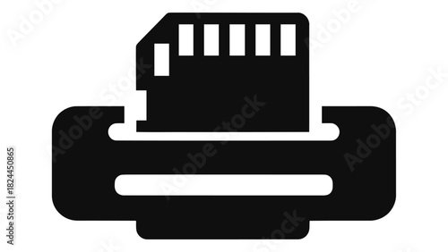 Universal memory card reader icon for data transfer, digital storage access, and electronic information exchange.