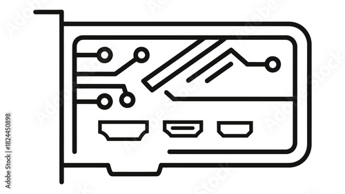 Video capture card icon illustration, modern computer hardware component for streaming and recording video input data