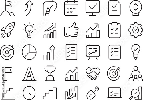 Business strategy and success icon set for growth and planning Vector