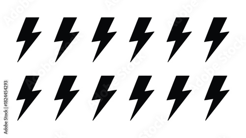 Set of lightning bolt icons simple flat vector design isolated on white background for use in web and mobile apps