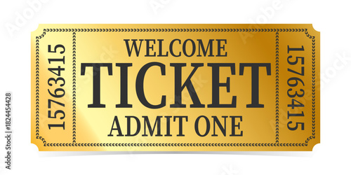 Realistic ticket admit for festivals, event, theater, concert, play.
