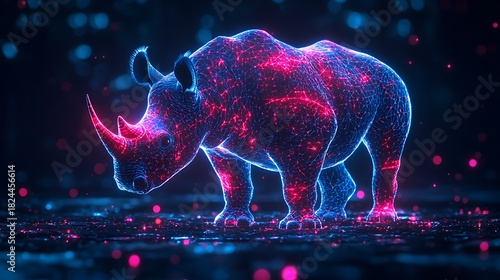 Artistic glowing hologram rhino high resolution picture