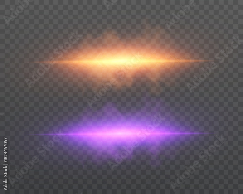 Horizontal glow in warm and cool neon tones with a soft haze for highlights and background overlays in modern designs and illustrations. Vector