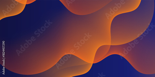 Blue and orange geometric business banner design. Creative banner design with wave shapes and lines for template. Suit for banner, web, poster, pamflet, brochure and presentation