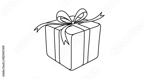 Modern abstract ribbon gift box line art design