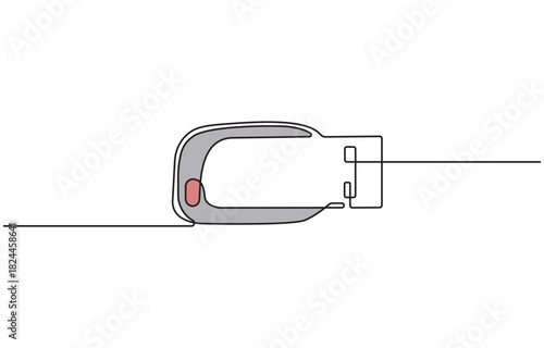 Continuous one line drawing of modern USB flash drives vector illustration, isolated on transparent background.