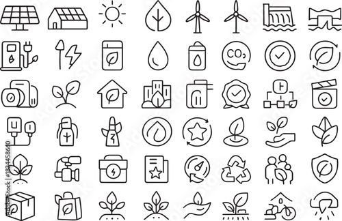 Eco-friendly icons collection: renewable energy, nature and sustainability Vector