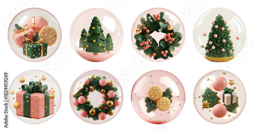PNG Festive holiday decorative plates collection, element set on transparent background