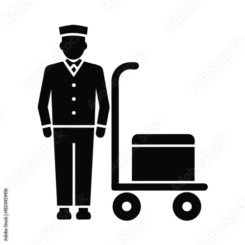 Bellhop Cart Icon Vector Illustration