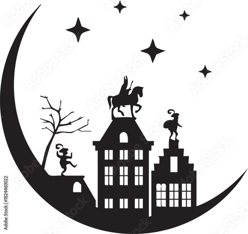 Saint Nicholas Sisterklaas Silhouette Vector