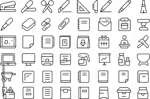 Set of office and school supplies icons, vector illustration Vector
