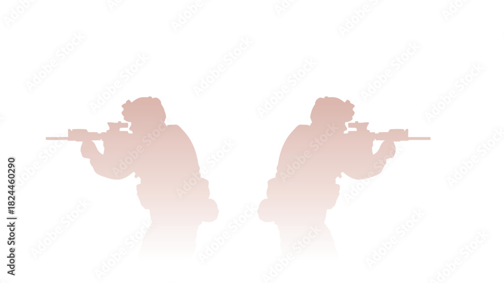Fototapeta premium Military Combat Silhouette Illustration