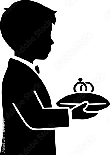 A Silhouette of a Ring Bearer with a Pillow