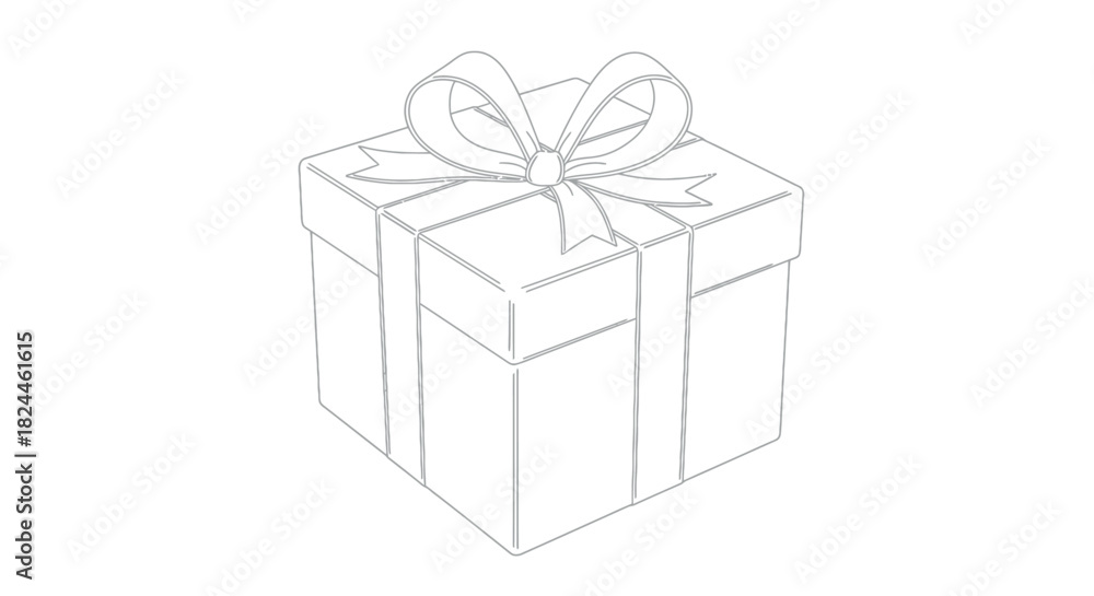 Fototapeta premium Simple line art gift box with bow