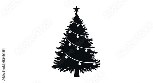 Hand drawn christmas tree silhouette with rough edges