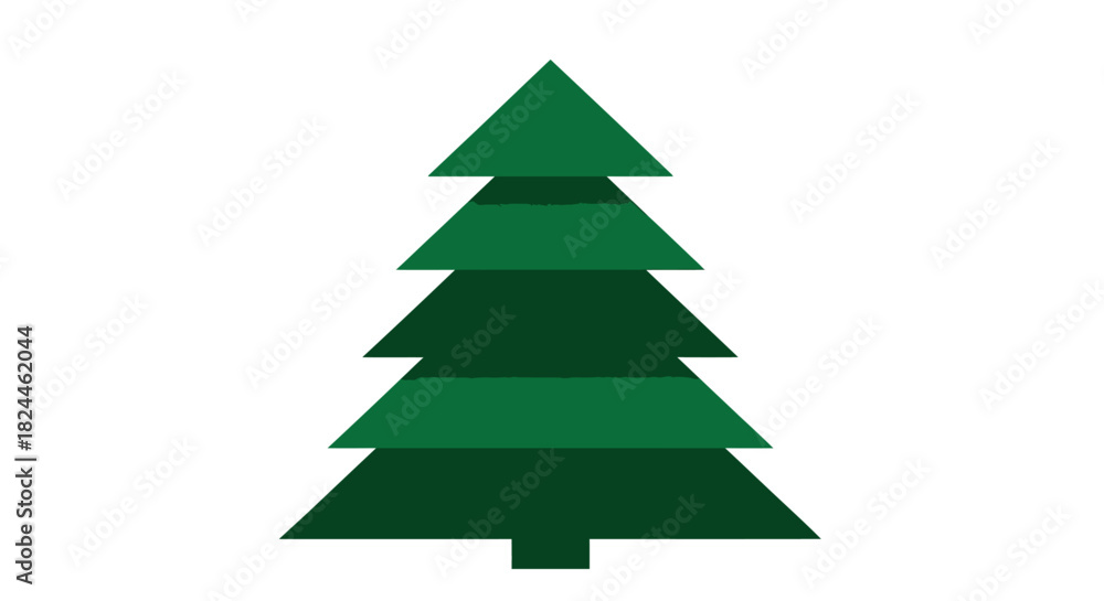 Fototapeta premium Bold solid pine christmas tree silhouette on white background