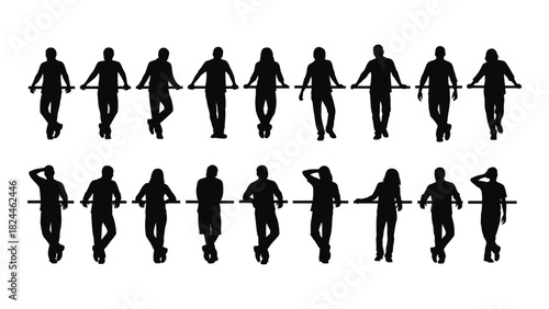 People leaning silhouettes isolated on white background, Vector
