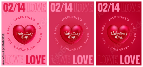 Valentine's Day. Realistic hearts. Vector design. Template for cards, banners, posters, and more.