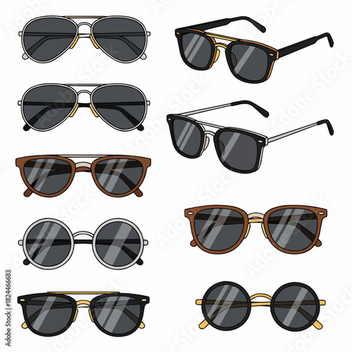 Diverse Sunglasses Styles Fashion Accessory Vector Collection