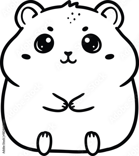 Adorable kawaii hamster line art illustration