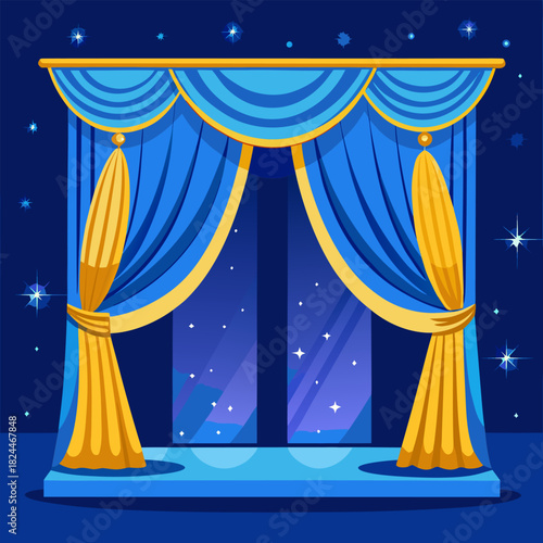 night sky with stars and curtains