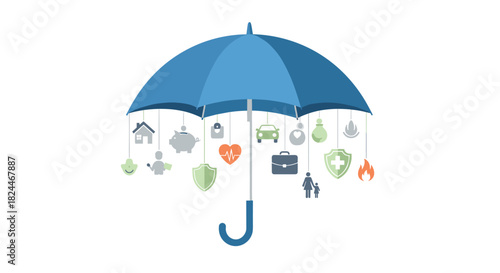 Comprehensive umbrella insurance protecting family, health, home, auto and savings offering peace of mind and financial security against life's risks