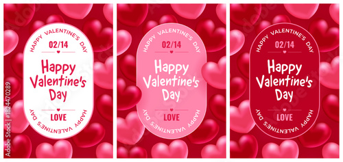 Valentine's Day. Realistic hearts. Vector design. Template for cards, banners, posters, and more.