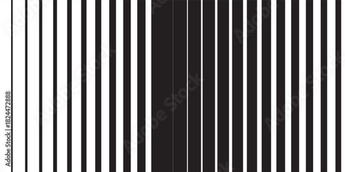 Horizontal line pattern. From thin line to thick. Black white horizontal stripes seamless pattern.