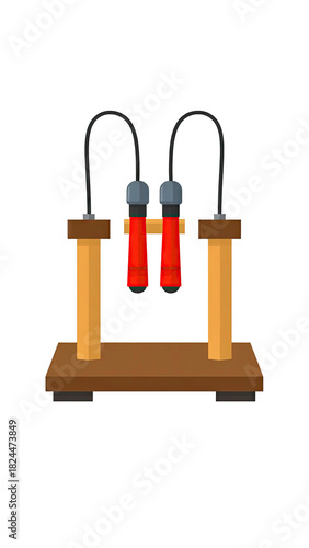 Vintage Electrostatic Apparatus With Two Red Test Tubes For Science Experiment.