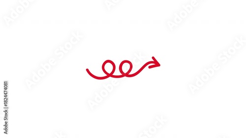 Double Loop Spiral Arrow Hand Drawn Animation (Transparent Background)