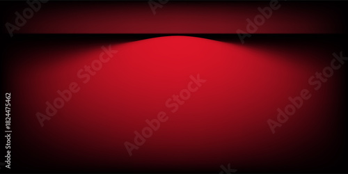 Red studio background. Abstract limbo podium studio room. Dark red gradient wall floor and spotlight scene. Showcase, promotion display. Vector stage mockup illustration