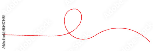 Red thread isolates on a white background. red thread looped in a circle form, symbolizing vector. line of red yarn, long red thread .Vector illustration . EPS 10 .