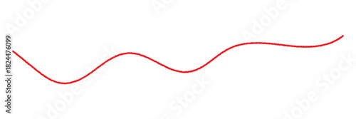 a red silk thread looped in a circle form, extending on both ends, symbolizing the red thread of fate in chinese tradition, on a pure white background with copy space.Line of red yarn, long red thread