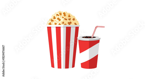 Enjoying a movie night with a bucket of delicious popcorn and a refreshing soda, ready for an evening of entertainment and fun