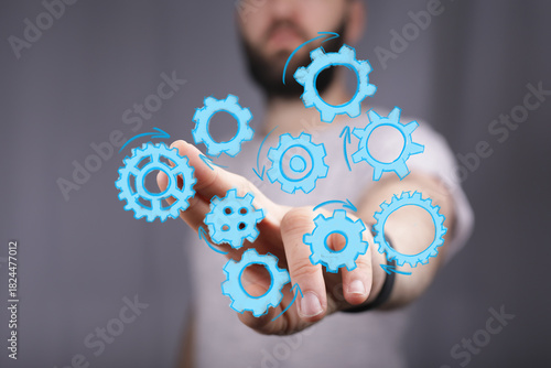 Image of a man interacting ...