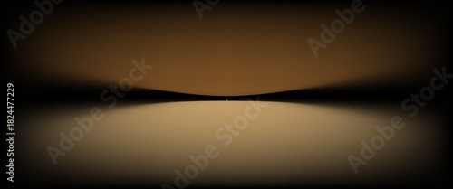 Dark gold gradient background studio with two lights shiny abstract pattern, modern and luxury empty room interior for premium product display lighting. eps 10